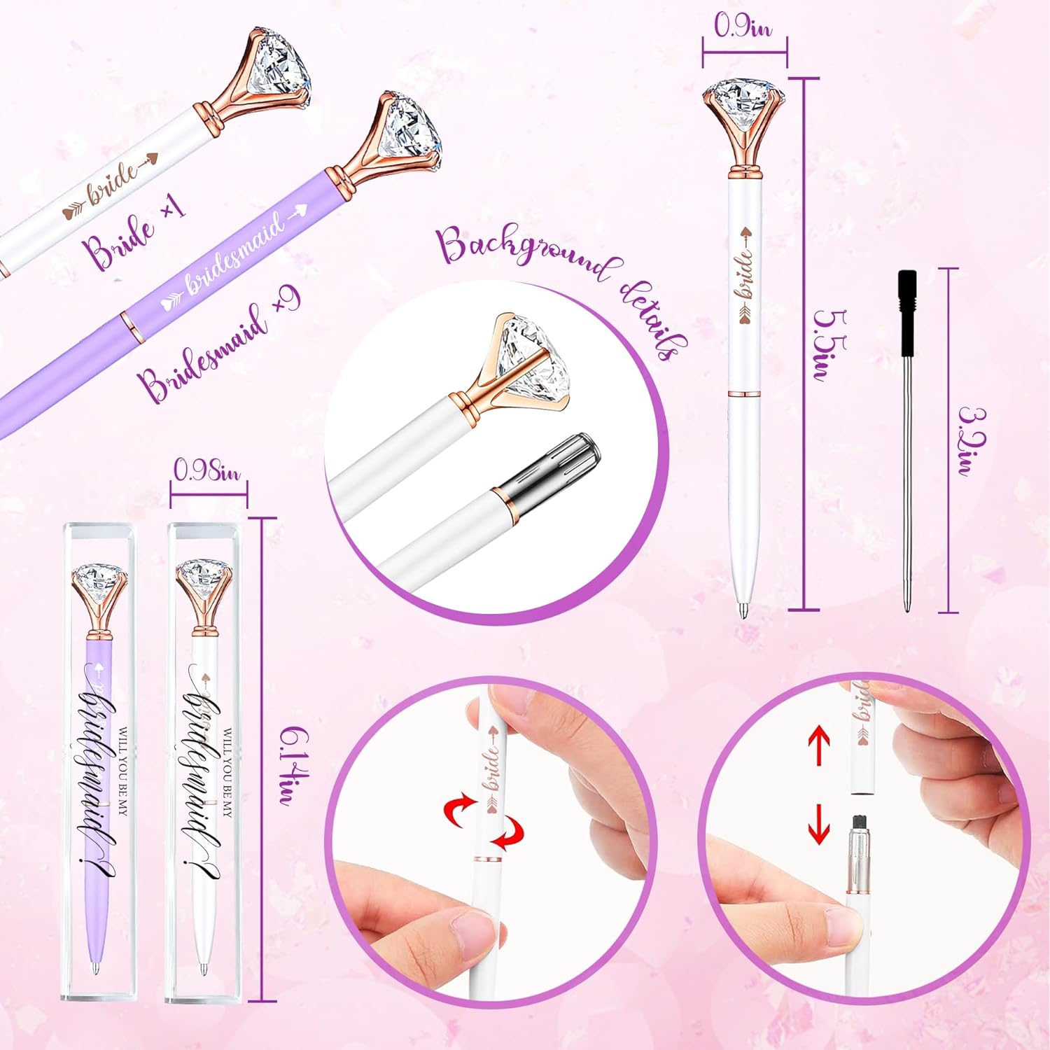 BachPartGifts 10 Pcs Bridal Shower Pens